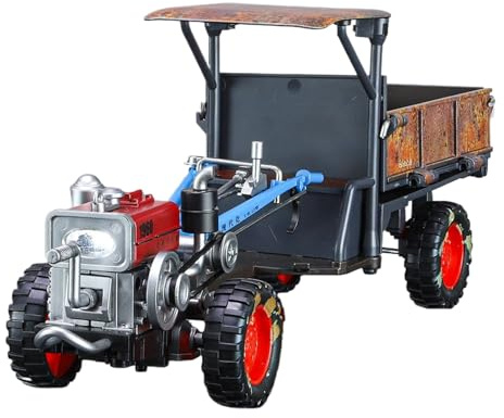 Jouet de Tracteur Marchant | Modèle de motoculteur rétro | Modèle de Tracteur Marchant à l'échelle 1:24 | Jouet rétro en avec lumières et Musique
