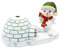 Keramik Schneemann - Deko, Winterkind, Schneemann, Räuchermännchen, Rauchfigur, Schneekind mit grüner Mütze und Schal am Iglu und Räuchermann - Funktion, L/B/H 12 x 8 x 12 cm.