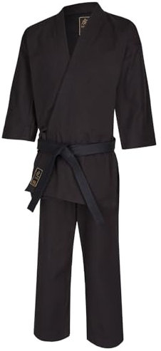 TEKKA BUDO Hapkido Anzug Pro Extra schwarz 14 oz schwer - Hapkido Gi Set (Jacke, Hose mit Schnürbund) Segeltuch Gewebe 200 cm