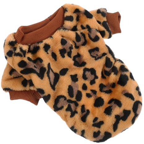 Happyyami Warmer Hundepullover Für Kleine Hunde Flauschiger Pullover Mit Braunem Leopardenmuster Atmungsaktive Haustierkleidung Weicher Dicker Strickmantel Für Kalte Herbst Wintertage