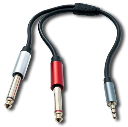System-S Cavo audio Y 30 cm stereo TRS 3,5 mm maschio a 2 X 6,35 mm jack TS adattatore