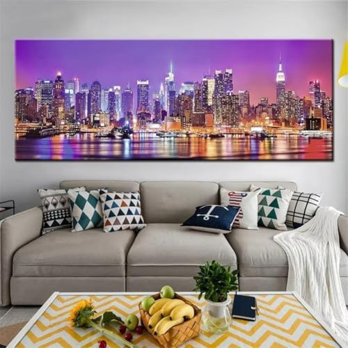 Diamond Painting New York Stadt，Diamond Painting Erwachsene Groß XXL 30x80cm，Diamant Painting Round steine Bilder，Diamond Art zubehör cross stitch kit，diamond Stickerei set Home Wand Dekor Gifts K24