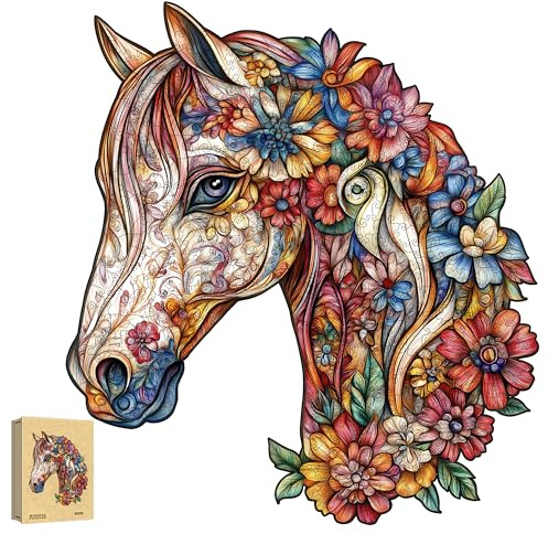 Holzpuzzle Erwachsene, Pferd Einzigartige Holz Puzzle, Tierform Wooden Puzzle Mit Geschenkbox 158pcs-M-27.5 * 30.3 cm