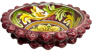 Mondocreazioni Ciotola Pigna Decorativa in Ceramica, Caltagirone, Artigianato Siciliano, Dipinta e Decorata a Mano (03)