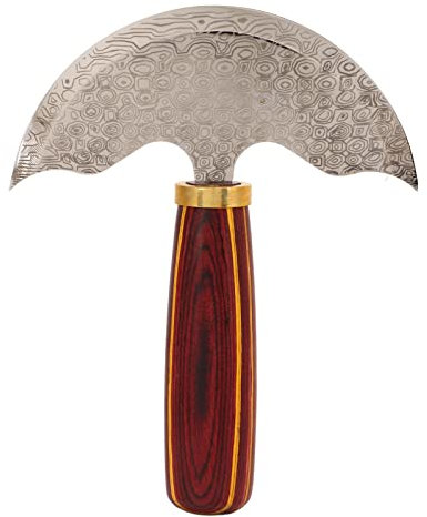 Cuchillo de cuero redondo, cuchillo redondo de cuero con mango de madera herramienta de corte de herramienta de trabajo para esquivar y recortar (L)