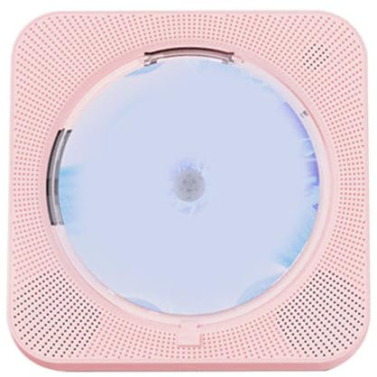 Kznifmk Tragbarer CD-Player -718 mit Bluetooth, Dual-Lautsprechern, FM-Radio, USB, Kopfhöreranschluss, Stereo-Sound in Pink, EU-Stecker