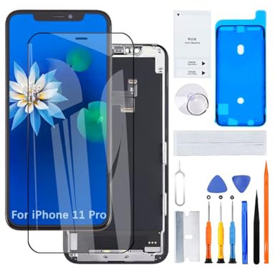 H&LYCYJ Display für iPhone 11 Pro A2215 A2160 A2217 LCD Bildschirm Ersatz 3D Touch Full HD Touchscreen ID Digitizer Rahmen Montage,Waterproof Adhesive,Reparaturkits NEU