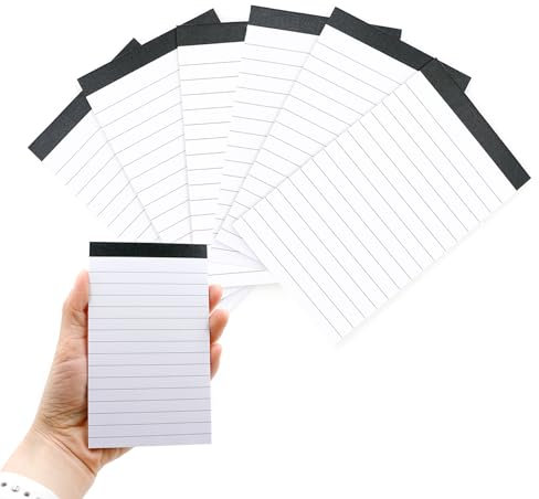 Notizblock Klein A7, 6 Stück Legal Blöcke, Mini Notizblöcke Schreibblock, Papierblöcke Ersatzblöcke für Arbeit Studie Büro Haushalt, 7mm Breit Liniert, 30 Blatt pro Block