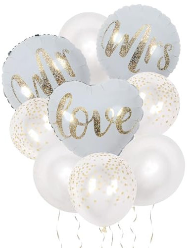 Moorle Mr Mrs Hochzeitsdeko Ballon, Mr & Mrs Luftballons, Weiß Gold Hochzeitsballons, Ballon für Hochzeit, Anniversary, Wedding Heiratsantrag Party