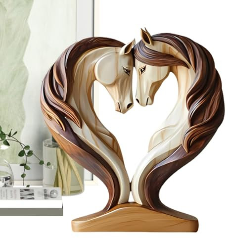 Holzpferdfigur - Handgeschnitzte Rustikale Pferdedekoration, Holzpferd Statue | Vintage Wood Horse Skulptur, Handgefertigter Pferdesornament, Tisch Im Westlichen Stil