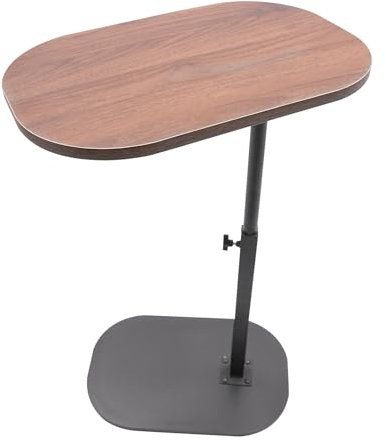 CHERIPOLI 45-80 cm Einstellbare Höhe C Mobiler Schreibtisch, Holz Beistelltische mit Rollen, C-Form Laptoptisch Kaffeetisch, Couchtisch Klein für Wohnzimmer Sofa Couch (Walnussbraun)