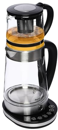 Dekltus Hervidor eléctrico de cristal de 1500 W, 2,5 L + 1 L, tetera térmica Kettle, apagado automático con pantalla LCD, transparente, calentamiento rápido con filtro de cal para té, café