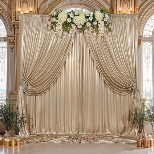 6 x 3 m dicker Champagner-Glitzer-Hintergrund, Vorhang für Partys, faltenfrei, Pailletten-Fotohintergrund, 4 Paneele, 1,5 x 3 m, schimmernder Hintergrund für Hochzeit, Geburtstag, Fotografie
