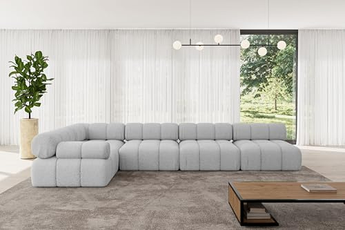 ALTDECOR Modulares Sofa Ecksofa in L-Form Corner modular Sofa Eckcouch Couch Wohnlandschaft Cauchsofa Polstersofa Mende-L3-380x190x70 cm Hellgrau