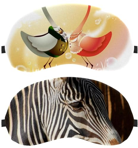 2 Stück Wildtier Zebra Augenmaske für Seitenschläfer, Schlafmaske, Schlafmaske, weiche Augenabdeckung für Reisen, Nickerchen, Flugzeug, Lichtblockierung
