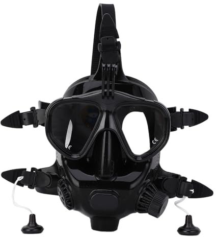 Máscara de Buceo de Cara Llena, Gafas Buceo Cara Completa Anti antidiviegas Vista panorámica 180 ° con Soporte cámara