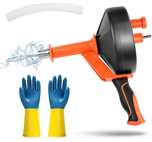 Kuvarix Sonda Sturatubi 10 m, Molla Sturatubi Professionale per Stura Lavandini e Scarichi, Elettrico & Manuale Stura Tubi di Scarico con Attacco per Trapano, per Cucina, Bagno, WC