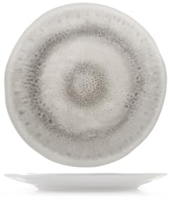 H&H Lot de 6 assiettes à fruits selene en mélamine effet réactif gris Ø23 cm – Résistantes et légères, lavables au lave-vaisselle, idéales pour les fruits, les gâteaux et les apéritifs