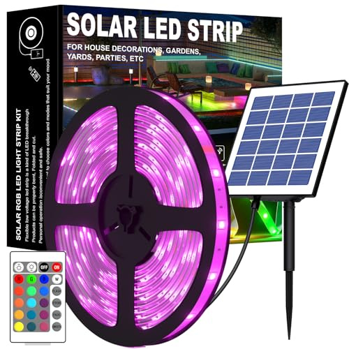 MIWATT Bande LED solaire IP67 - 15 m - Blanc froid - Pour arbres de jardin, maison, Noël, vacances, terrasse, décoration de fête
