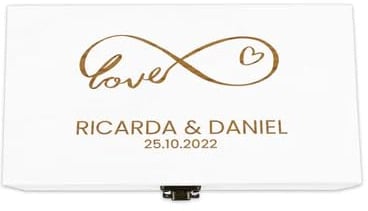 Holzkiste Hochzeit Weiß personalisiert mit Deckel – Personalisierte Holzbox mit Gravur & Wunschtext – Geschenkbox für Brautpaar & Geldgeschenke – Edle Erinnerungsbox aus Holz zur Hochzeit & Dekoration