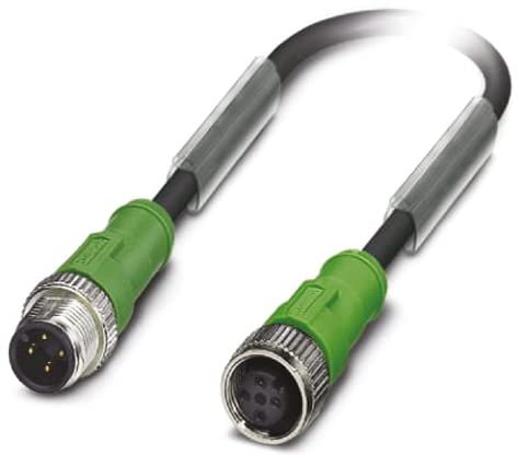 PHOENIX CONTACT SAC-4P-M12MS/0.3-PUR/M12FS Sensor/Aktor-Kabel, 4 Polig, PUR Halogenfrei, Stecker Gerade M12, Buchse Gerade M12, 0.3m Kabellänge, Schwarz/Grau