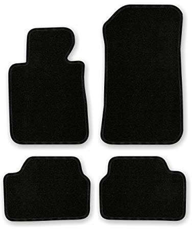 Bär-AfC Auto Fußmatten Basic passend für BMW 1er E87 2004-2013, Autoteppiche Nadelvlies Schwarz, Rand Kettelung Schwarz, Set 4-teilig, BM00250