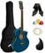 TIGER ACG4-BL Guitarra electroacústica para estudiantes de tamaño completo con ecualizador incorporado, funda, correa, cuerdas de repuesto y púas - Azul