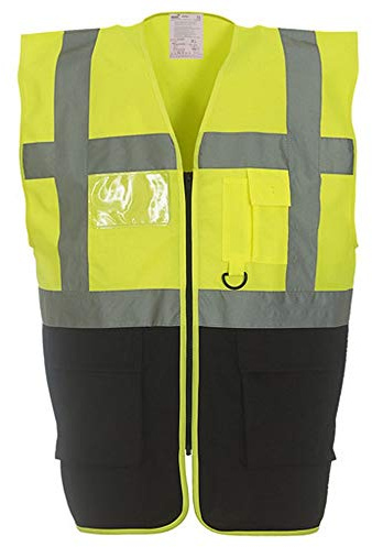 Yoko Hi-Vis Premium Executive/Manager Waistcoat / Jacket (S) (Hi Vis Yellow/Black)