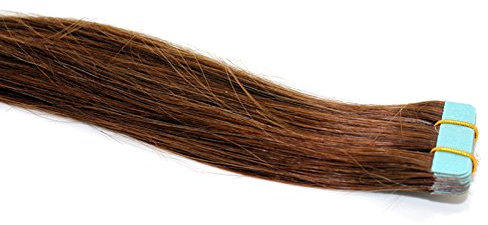 Tape In/On 100% Echthaar Remy Hair Extensions Haarverlängerung 2,5g / Tresse (50cm - 10 Tressen - #6 Mittelbraun)