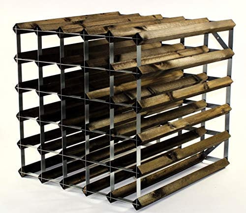 Cranville wine racks Doppeltiefe 60 Flasche Eiche dunkel gebeiztem Holz und verzinktem Metall Weinregal fertig montiert