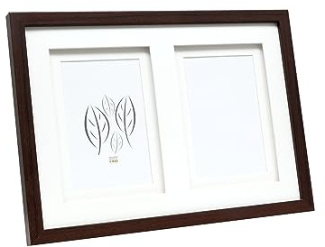 Deknudt Frames Galerierahmen mit doppeltem Passepartout -Braun - S65KQ2 für 2 Bilder Bildgröße 15x20cm - Bilderrahmen Holz MDF - Bilder aufhängen oder ausstellen