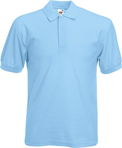 Fruit Of The Loom Men's SS033M Short Sleeve Polo Shirt, Blue (Sky Blue), Medium