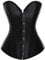 MISS MOLY Corsage|Vollbrust Vintage Kunstleder Korsage Leder-Optik Coolstil Korsett Reißverschluss/Vorderschliesse Corset(Mit G-String) Schwarz L