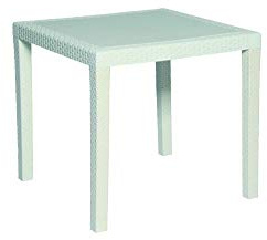 Tavolo tavolino king in dura resina finto rattan vimini bianco da giardino per casa bar ristorante esterno interno