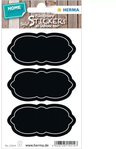 HERMA 15414 Tafelaufkleber zum Beschriften Schild Wolke, 6 Stück, Tafeletiketten selbstklebend für Gläser, Tafelfolie zur Dekoration, Tafel Aufkleber für Küche Gewürzgläser Marmeladen Flaschen