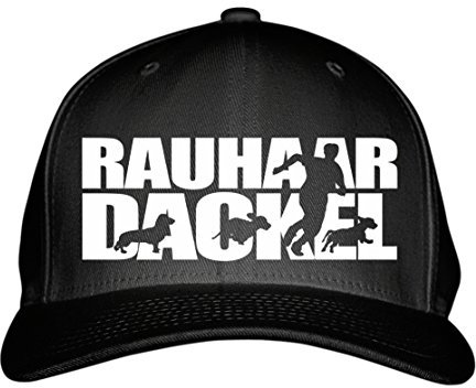 siviwonder Cap RAUHAARDACKEL Dackel Teckel Wiener Sau Jagd Rauhhaardackel Hundesport HS Baumwoll Verstellbare 5 Panel Kappe Basecap Baseball Einheitsgröße Metallverschluss Hund Hundemotiv schwarz