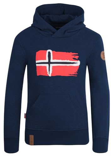 Trollkids Kids Trondheim Sweater | Kapuze, Känguruh-Tasche, Auffälliger Aufdruck im Brustbereich