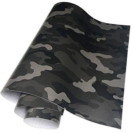 LKXHarleya Black Camo Vinyl Wrap Camouflage Auto Vinyl Aufkleber FüR Auto Styling Fahrrad Computer Laptop Roller Motorrad, Grau Schwarz, 50x100 cm