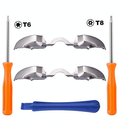 Ortikar LB RB Stoßstangen-Reparatur-Knopf – Beschichtung, Verarbeitung mit T6 T8 Schraubendreher-Reparatur-Set, kompatibel mit Xbox One Elite Controller Upgraded Silver Version