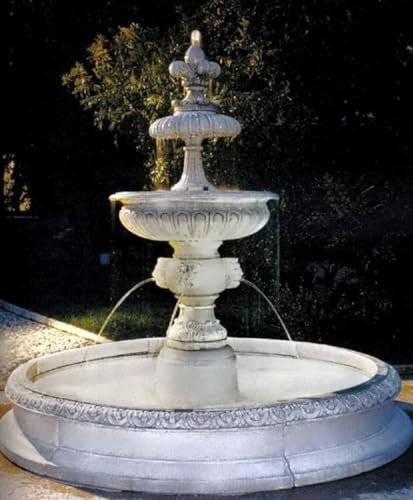 Casa Padrino Barock Springbrunnen Weiß Ø 240 x H. 220 cm - Prunkvoller Barock Brunnen - Gartendeko