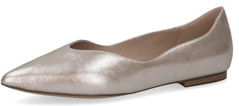 Caprice Damen Ballerinas aus Leder Spitz, Beige (Taupe Metallic), 40.5 EU