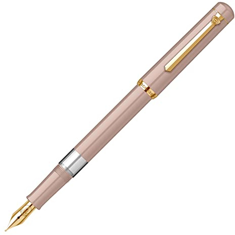 Scrikss 419 Fountain Pen, Classic Piston-Fill Design, 23K Gold-Plated Trim, Stainless Steel Nib, Ink Window, Luxury Box (Cream)