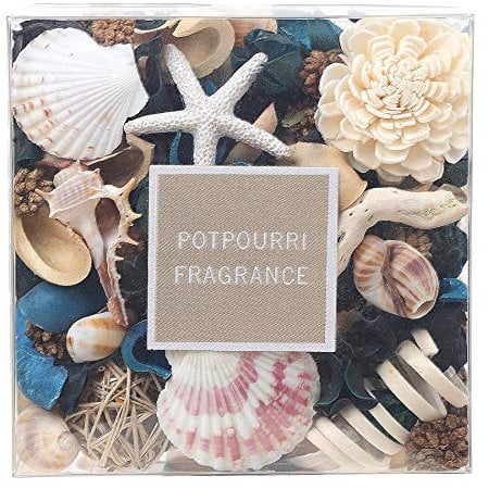 Qingbei Rina Summer Pot pourri, Ocean Breeze Scented Pot pourri Dried Flowers, Blue Decorative Bowl Vase Filler,Seashell Table Decoration (400g)