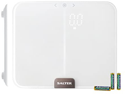 Salter 9164 WH3R Ghost Analyser Scales, Measures Weight, Body Fat/Water, Muscle/Bone Mass, BMI and BMR, 10 User Memory, Athlete Mode, Hidden until Lit Display, Toughened Safety Glass, White