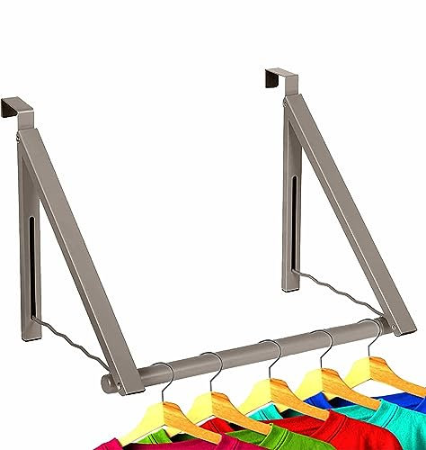 HOLDN’ STORAGE Over The Door Drying Rack Foldable - Over The Door Rack for Hanging Towels, Coats & Clothes - Over The Door Hanger Hooks for Bedroom, Washroom and Office.