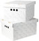 SOFTILLO Cardboard Storage Boxes with Lid Decorative Wardrobe, Closet, Home & Office Organiser with Handle Flat-Packed, Stackable File Box Gift for Adults & Kids Set of 2 Large White Wave