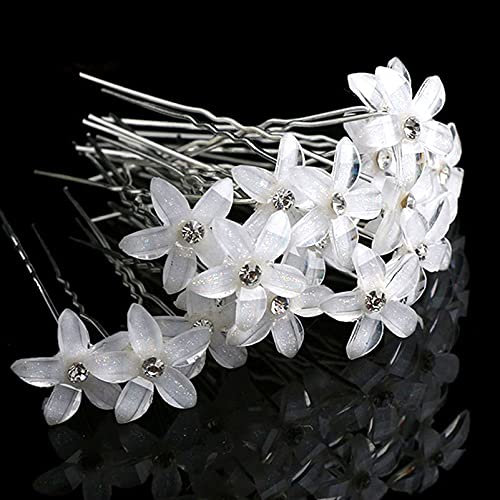 Wedding Hair Accessories for Brides, SONGQEE Flower Pins Pearl Hair Pins, Vintage Hair Barrette Boho Accessory Bobby Pins for Evening Prom Party Hair Styling Pins(20PCS Silver with box)