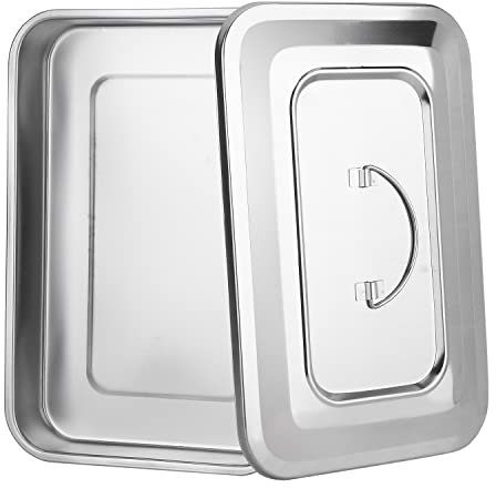 faruijie Stainless Steel Tray with Lid, Medical Multifunction Sterilization Organizer for Dental Lab and Tattoo Large Surgical Instrument Holder with Lid and Handle