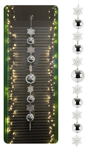 com-four® Christbaumkugel-Girlande Weihnachten - Kugelgirlande für eine stimmungsvolle Weihnachtsdekoration - Weihnachtsdeko für Christbaum - weihnachtliche Tischdeko (01 Stück - silberfarben)