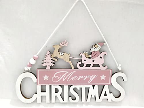 TIENDA EURASIA® Colgantes Originales Feliz Navidad - Adornos Navidad - Decoracion Navidad - Navidad Decoracion Casa (58134 - Merry Christmas Rosa)